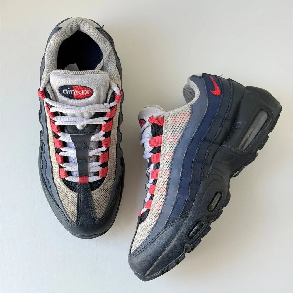 Nike Air Max 95 Recraft Youth 5.5Y Dark Obsidian Track Red Retro Running Shoes